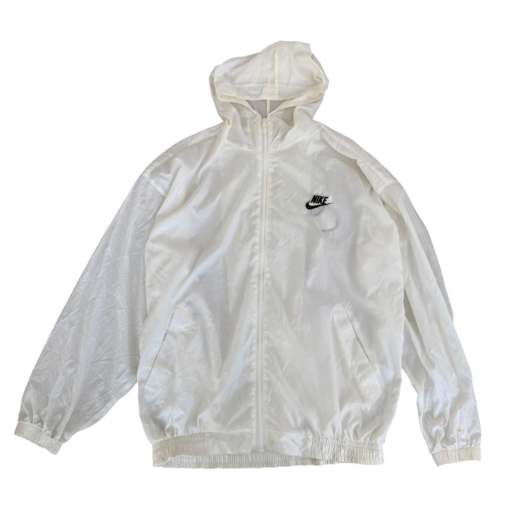 Nike Big Swoosh Windbreaker Jacket Vintage 90s made in USA XL White